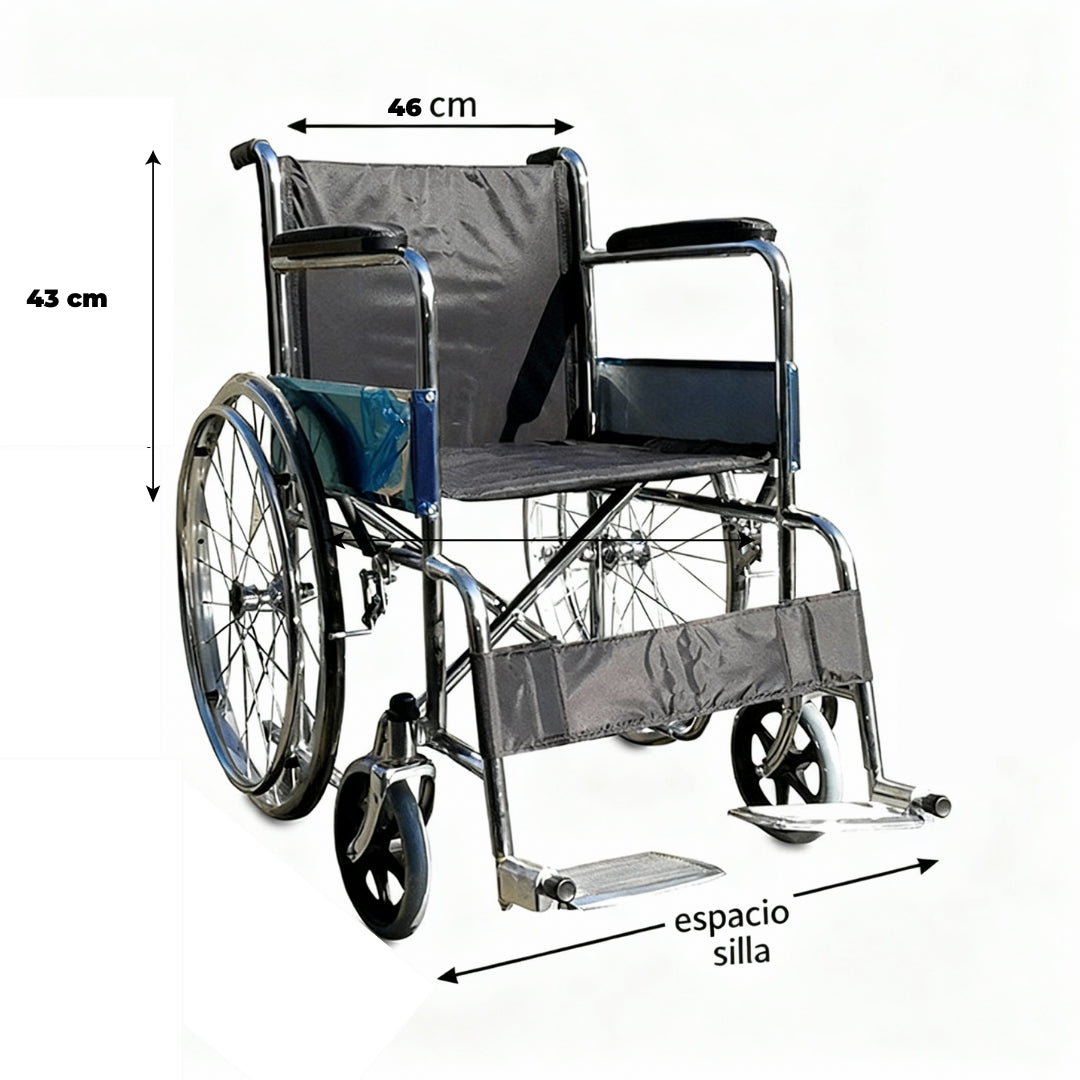Silla de Ruedas Estándar | Cromada | New Leader
