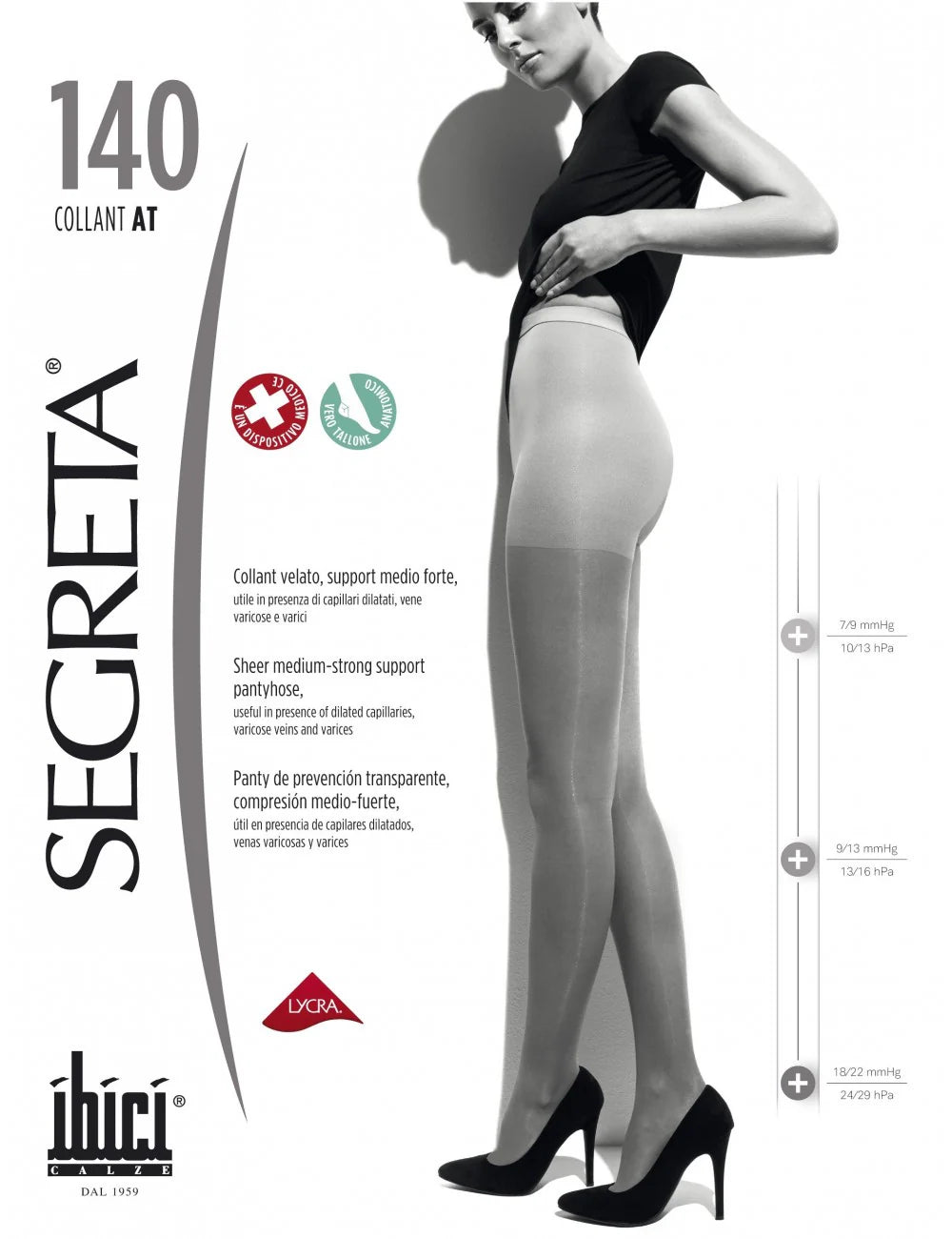 Panty Ibici Segreta 140 DEN | Media de Compresion |  18-22 mmHg/15-20 mmHg