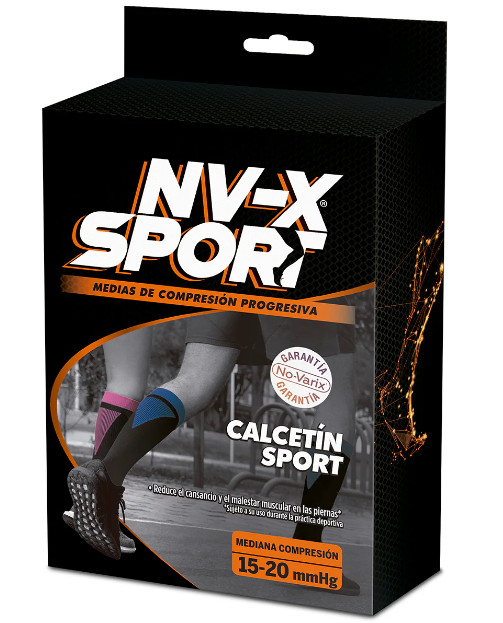 Calcetín | Compresión 15-20 mmHg | Negro/Rosad | Sport NV-X