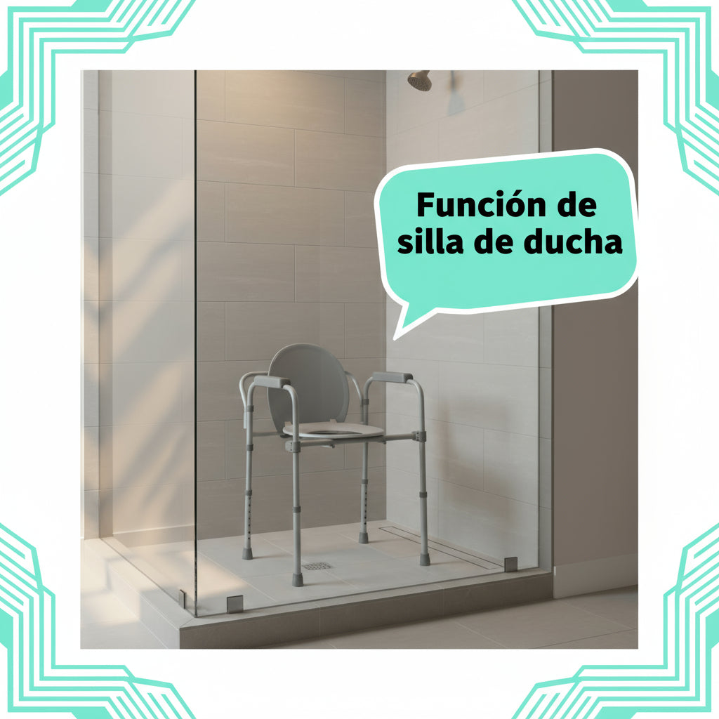 Silla de baño Portátil| Plegable 3 en 1 |Blunding | Regulable En Altura