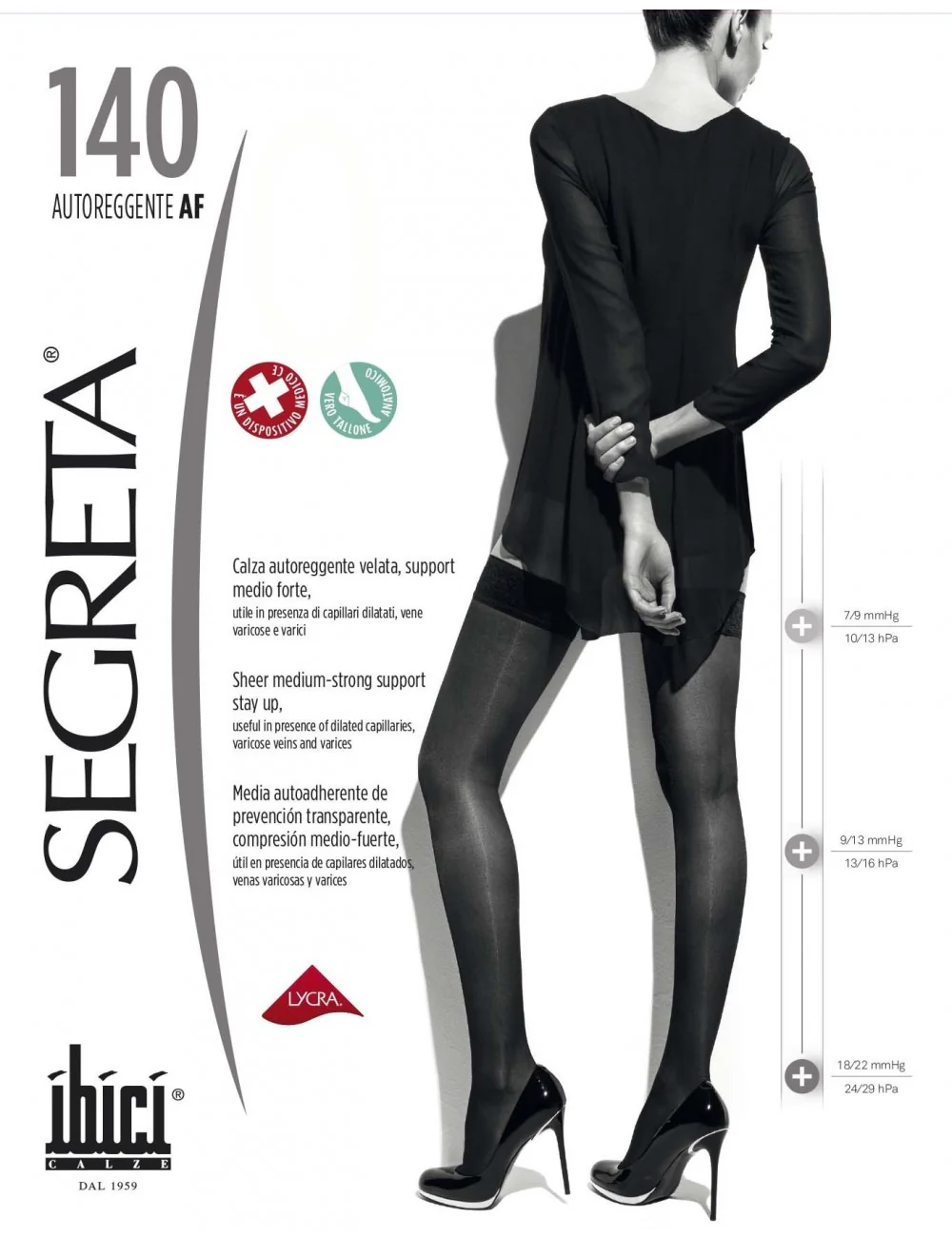 Segreta 140 | Media de compresion Muslo | 15-20 mmhg 18-22 mmHG| Media Autorregente | Ibici