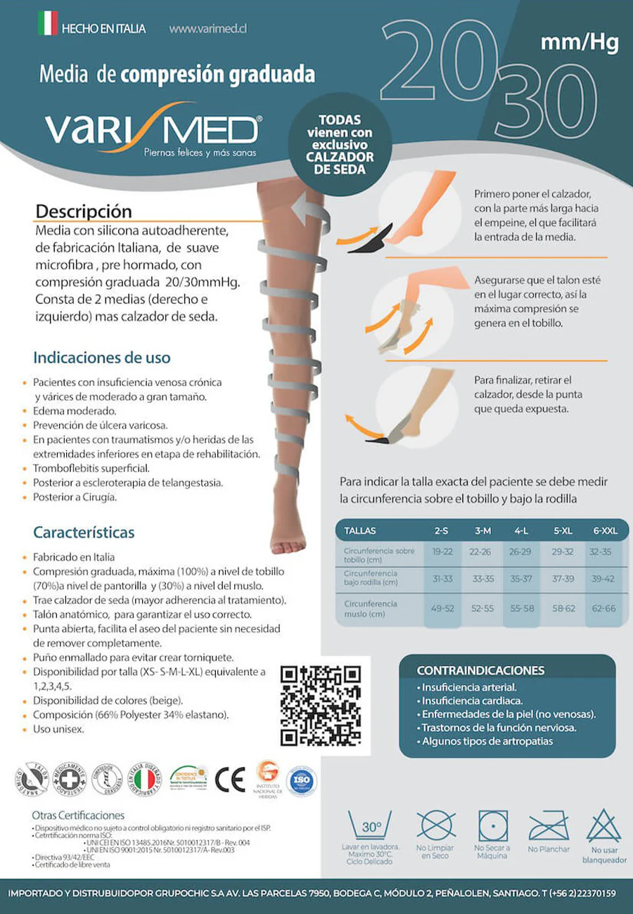 Media Varimed Muslo |Compresión Graduada 20-30 mmHg  |  c/ Calzador | 280 DEN