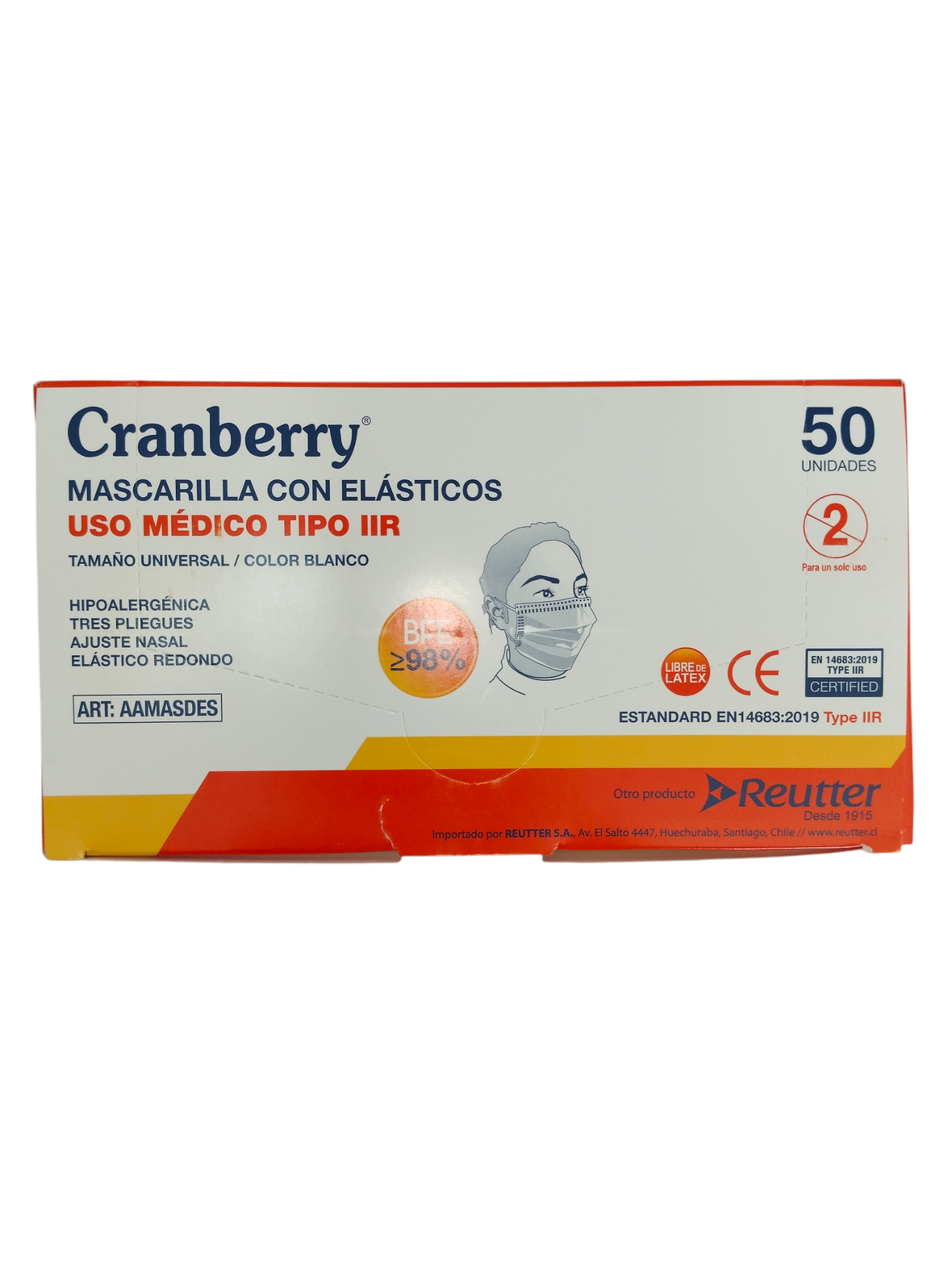 Mascarilla Con Elástico |Cranberry |50UN