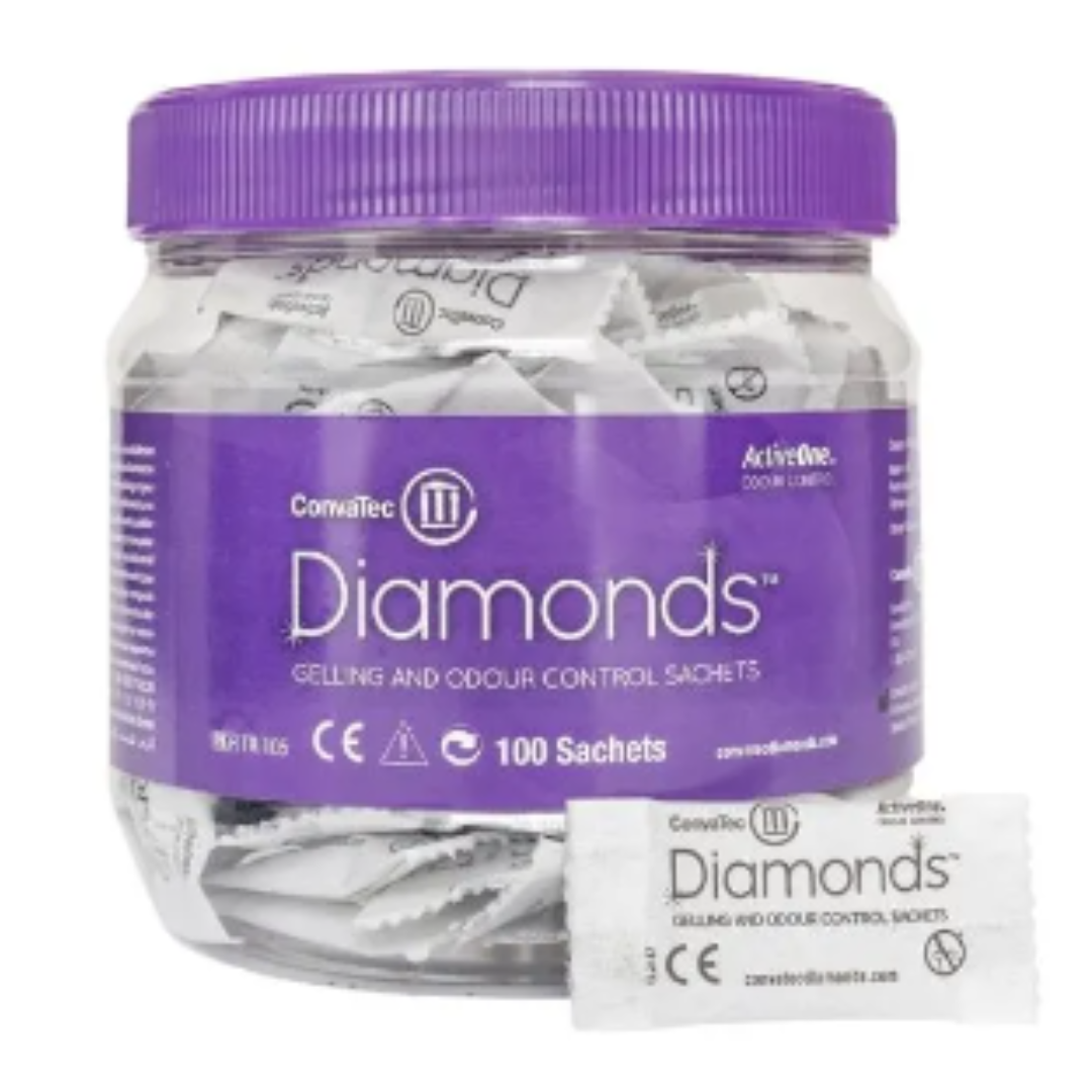 Diamonds | Sachets Gelificantes Con ActiveOne™| Control De Olores | X100 Unidades | Convatec