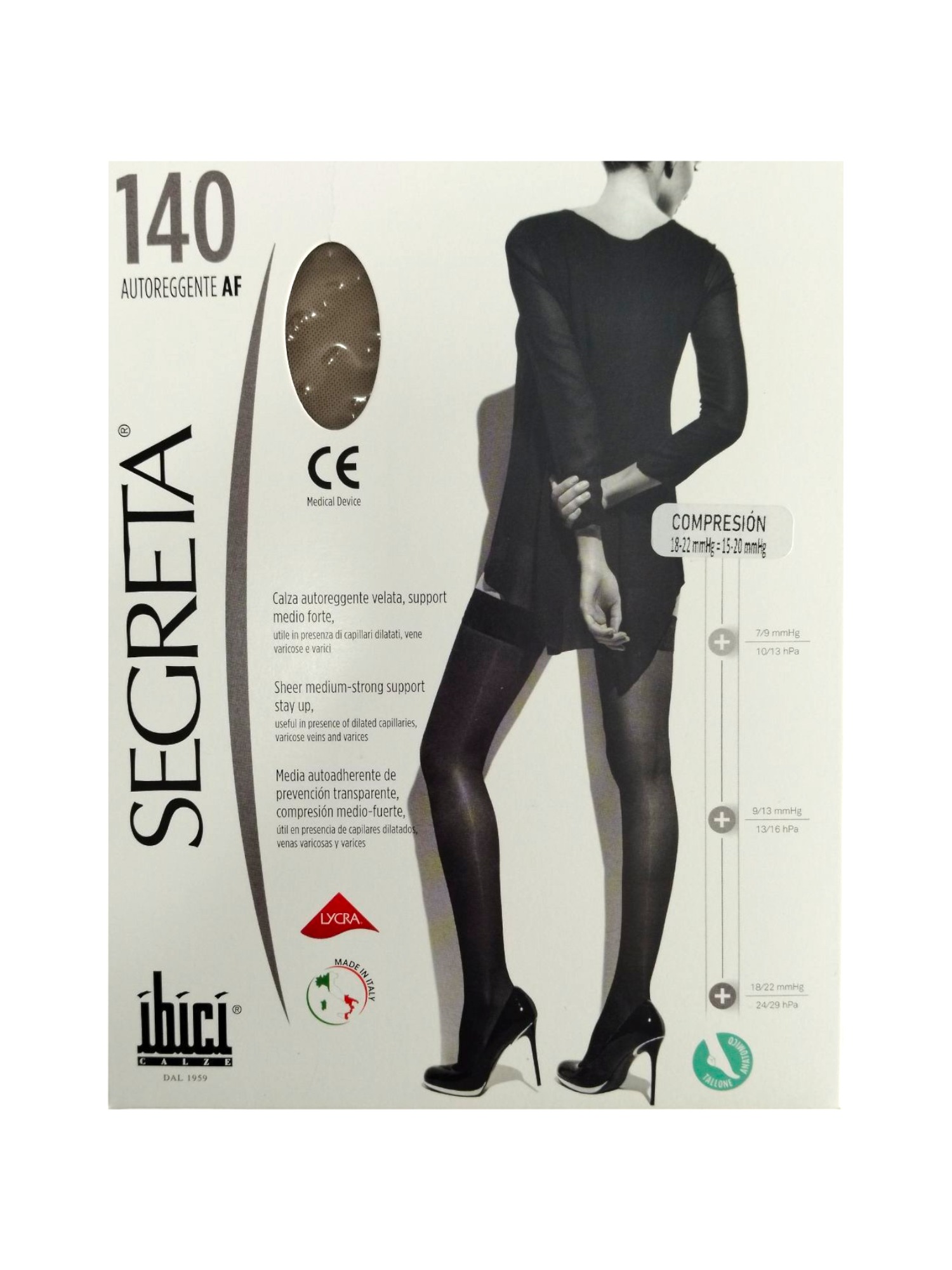 Segreta 140 | Media de compresion Muslo | 15-20 mmhg 18-22 mmHG| Media Autorregente | Ibici